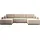 best mobilier Dellia Wohnlandschaft u-form 7-sitzer mit schlaffunktion mit bettkasten aus Cord Beige