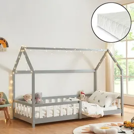 [en.casa] Hausbett Hesel 90 x 200 cm Kiefer grau grau