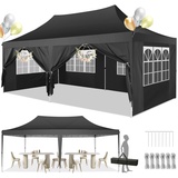 COBIZI Pavillon 3x6m, Faltpavillon 3x6 Wasserdicht Stabil mit 6 Seitenteilen Partyzelt Pop Up Camping Pavillon Gartenzelt Gartenpavillon für Garten, Party, Festival, Hochzeit, UV-Schutz