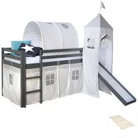 Homestyle4u Hochbett, Grau, Holz, Kinder- & Jugendzimmer, Kindermöbel, Kinderbetten, Hochbetten