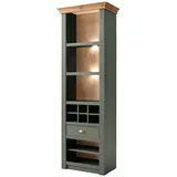 furn.design Regal grün und Wotan Eiche Landhaus Regalschrank mit Weinregal 68 x 207 cm -