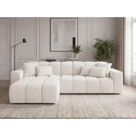 GRAINGOLD Ecksofa Velours 3-Sitzer Weiß