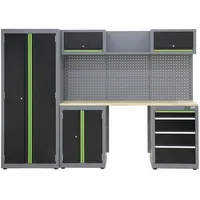 Baumarktplus Werkstattwand 13-tlg. Modulares Werkstattschranksystem aus Stahl mit Lochwand