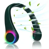 Tragbarer, Per Usb Aufladbarer Nackenventilator, Leise Und Zum Aufhängen Beim Sport Geeignet, Mit Farbigen Lichtern, Kleiner, Klingenloser Ventilator