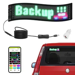 VEVOR Programmierbares LED-Schild, P5 Vollfarb-LED-Scrolling-Panel, DIY-Anzeigetafel mit Benutzerdefiniertem Textanimationsmuster, Bluetooth-App-Steuerung, Nachrichten-Ladenschild 38 x 10 cm