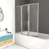 Badewannenfaltwand Marwell Triple Chrome 3-flg. 125 x 143 cm - Duschwand für Badewanne in chrom - Badewannenaufsatz mit klarglas - Duschabtrennung