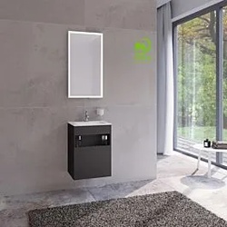 Keuco Stageline Waschtisch-Unterschrank 32822970002 Dekor Vulkanit, Glas Vulkanit satiniert, 46x62,5x38cm, ohne Elektrik, rechts