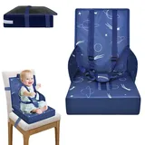 YRHome Blau Kinder Sitzerhöhung Faltbar Kindersitz mit Rückenlehne & verstellbaren Baby Boostersitz Dreipunktgurt Sitzerhöhung Mobiler sitzerhöhung stuhl für zuhause und unterwegs