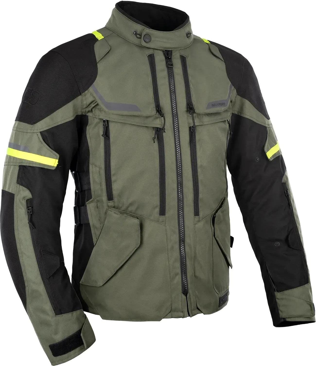 Oxford Rockland, veste textile imperméable - Olive/Noir/Jaune Néon - 4XL