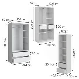 Vicco Kleiderschrank Elmo 100 x 200 x 50 cm Weiß