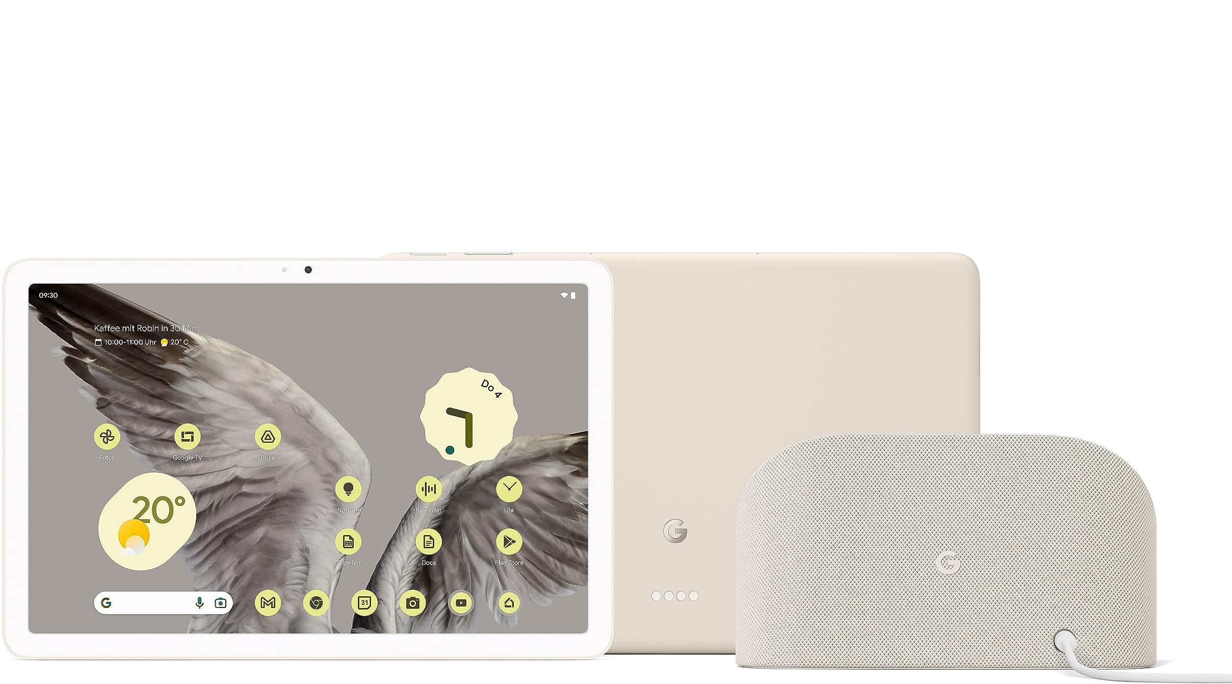 Google Pixel Tablet mit Ladedock mit Lautsprecher (11 Zoll-Display, 128 GB Speicher, Android, 8 GB RAM) – Porcelain
