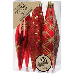 Inges Glas Christbaumschmuck Eiszapfen Kunststoff 15 cm 6 Stück rot glanz/matt