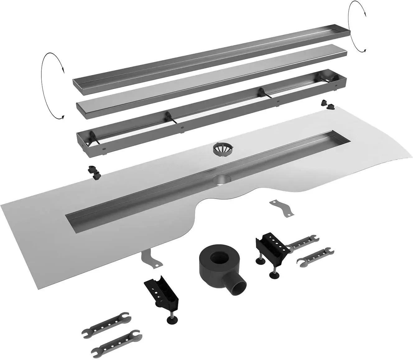 Sturotec Duschrinne 80 cm, Komplettset mit Designabdeckung