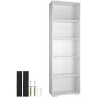 Tectake Bücherregal MDF, bodenschonende Kunststofffüße, 60 x 30 x 190 cm