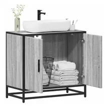 vidaXL Waschbeckenunterschrank 65 x 60 x 33 cm Grau