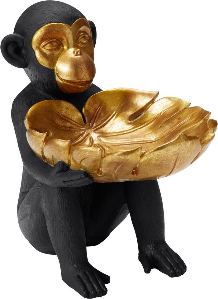 Leonique Dekofigur Affe mit Schale goldfarben|schwarz