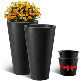 Vevor Großer konischer Blumenkübel 59 Ø x 59 cm Schwarz