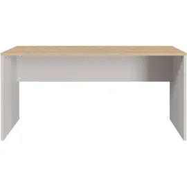 Germania Lissabon Schreibtisch kaschmir, lindberg-eiche rechteckig, Wangen-Gestell braun 158,0 x 79,0 cm