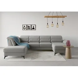 Wohnlandschaft SIT & MORE "Sinatra U-Form", grau, B:326cm H:85cm T:220cm, 100% Polyester, Sofas, optional mit Kopfteilverstellung und Armteilfunktion, Metallfüße