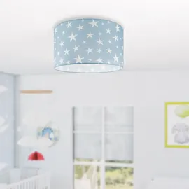 Paco Home Deckenlampe Kinderzimmer Baby Lampenschirm Stoff Rund Sterne Kinderlampe E27