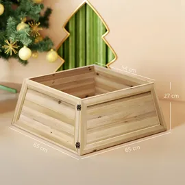 Homcom Weihnachtsbaumkragen Tannenholz, 65L x 65 cm Weihnachtsbaum Kragen aus Weihnachtsbaumkorb für Party, Weihnachten, Naturholz