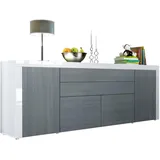 Vladon La Paz 200 x 72 x 35 cm Avola-Anthrazit / Weiß Hochglanz
