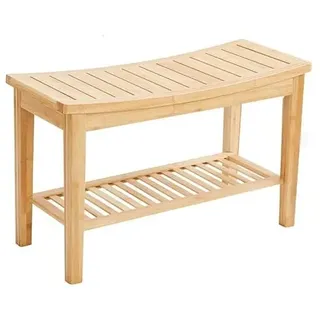 Robuste Badezimmer-Bank aus Bambusholz - Stabile Holzbank für das Badezimmer - Praktisch als Badhocker/Badstuhl - Decopatent