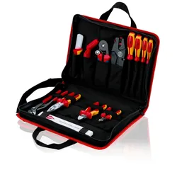 KNIPEX Werkzeugtasche Kompakt Elektro, Schwarz, Rot, Polyester, 8 Taschen, 410 m