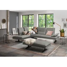W.Schillig Ecksofa »broadway, Designsofa, toller Sitzkomfort, zeitlos, elegant, L-Form«, Sitztiefenverstellung, Kopfteil- & Seitenteilverstellung, Breite 284cm grau