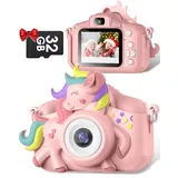 Kinderkamera, Gofunly Kinder Kamera 1080P 2,0-Zoll-Bildschirm Fotoapparat Kinder mit 32GB-Karte Selfie Digitalkamera Kinder Fotokamera Kinder für 3-12 Jahre Jungen und Mädchen Weihnachten Spielzeug