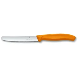 Victorinox Tomatenmesser Swiss Classic 11cm, rund, mit extra scharfem Wellenschliff, orange