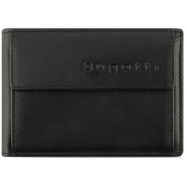 BUGATTI Super Slim Mini Geldbörse Leder - Kleiner Geldbeutel mit RFID-Schutz, Schwarz