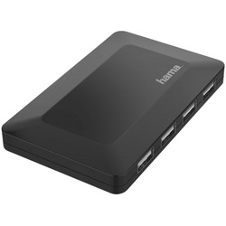 Hama USB-2.0-Hub, 4 Ports, schwarz inkl. Netzteil schwarz