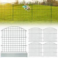 Ansobea Teichzaun, Teichzaun steckzaun mit 5 Zaunelemente und 6 Gartenzaun Metall, Befestigungsstäben zierzaun, Gitterzaun Set ür den Garten, Zaun für Hunde, Oberbogen