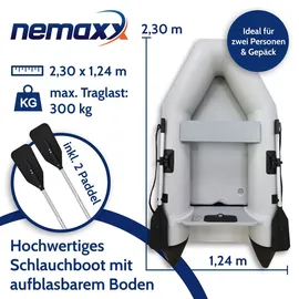 Nemaxx NEMAXX® Profi Schlauchboot für 2 Personen – Länge: 230 cm – Hellgrau