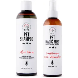PET Shampoo Aloe Vera/Aloe Shampoo 250ml Pflegend und glänzend + Pet Magic Mist - Magic Mist for Hair 250ml Leichtes Entwirren und gepflegtes Fell
