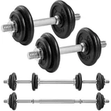 Songmics 2-in-1-Hanteln Hantelset aus Gusseisen 2 x 10 kg verstellbar schwarz