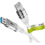 goobay 15m LAN zu USB Kabel 1 Gbit Datenübertragung USB A 3,0 auf RJ45 Ethernet CAT 6