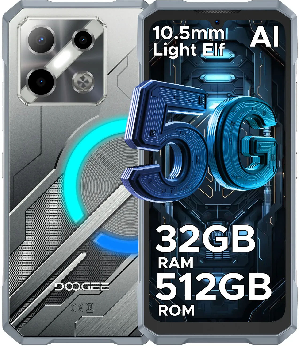 DOOGEE BLADEGTPRO Smartphone - 6,72 Zoll - 512GB - Silber
