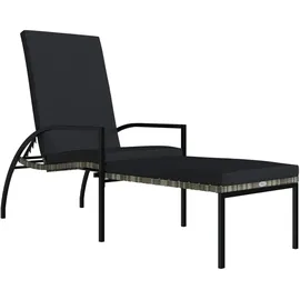 vidaXL Sonnenliege mit Fußhocker PE-Rattan Grau