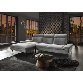 Hukla Ecksofa "HU-HP22156 L-Form", grau (cyber grau), B:309cm H:103cm T:193cm, 100% recyceltes Polyester, Sofas, Ecksofa, inkl. Kopfpolsterverstellung, optional mit Sitztiefenverstellung