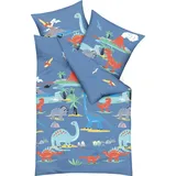 KAEPPEL Dinosaurus Tiere Blau 135 x 200 cm + 80 x 80 cm