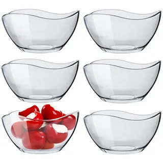 KONZEPT Salatschüssel Glas klein 6/12er Set – 310 ml, stapelbare, Salatschälchen, (6-tlg), ideal als Müslischalen, Servierschalen, Snackschalen, Dessertschalen