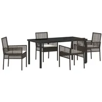 VidaXL 5-teiliges Garten Esstischset mit Kissen Braun Poly Rattan