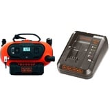 Black+Decker BDCINF18N-QS 11.0 Bar Kompressor/Luftpumpe (mögliche Stromquelle: 12V-/230V-Anschluss oder 18V Akku) & Multivolt-Schnellladegerät (für 14,4V Li-Ionen, 1Ah und 18V, 1Ah Akkuse)