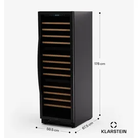 Klarstein Vinovilla Trio Weinkühlschrank 144 Flaschen 3 Zonen 38 dB 12 Regale Kompressor 413 Liter Schwarz