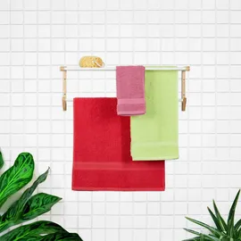 Relaxdays Handtuchhalter Wand Bambus Natur/Weiß