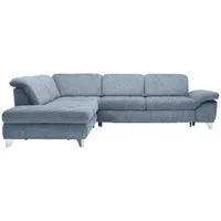 Beldomo Style Ecksofa, Hellblau, Textil, Ottomane links, L-Form, 319x260 cm, Goldenes M, Bettkasten erhältlich, Bettfunktion Hocker Rücken echt, Wohnzimmer, Sofas & Couches, Wohnlandschaften, Ecksofas