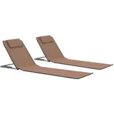 1/2x Strandliege mit Sonnenschutz und Rädern Gartenliege Strandmatte Klappbare