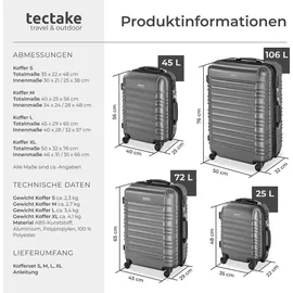 Tectake Koffer-Set 4-tlg. grau/silberfarben